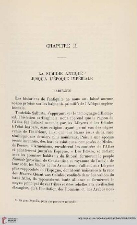 Chapitre II: La Numidie antique jusqu'a l'epoque imperial