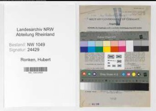 Entnazifizierung Hubert Ronken , geb. 05.08.1887 (Lokfuehrer)