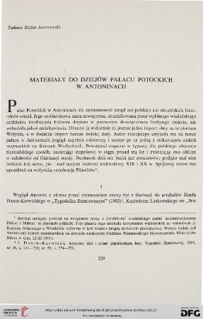 29: Materiały do dziejów pałacu Potockich w Antoninach