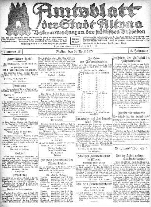 Nummer 15 : Freitag, den 14. April 1922