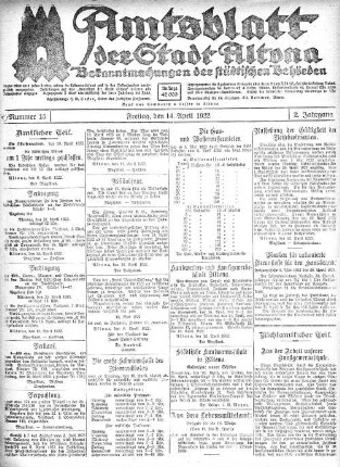 Nummer 15 : Freitag, den 14. April 1922