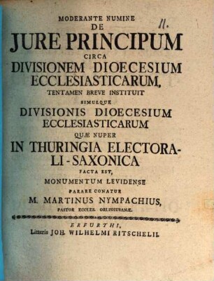 De iure principum circa divisionem dioecesium ecclesiasticarum tentamen breve