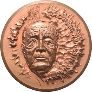 Gedenkmedaille von Victor Huster auf Mies van der Rohe und auf die Weltausstellung in Barcelona 1929