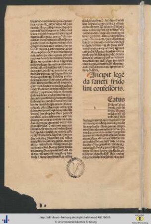 Incipit legenda sancti fridolini confessoris.