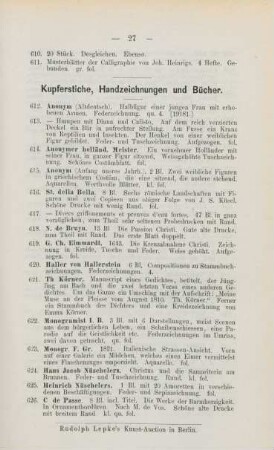 Kupferstiche, Handzeichnungen und Bücher