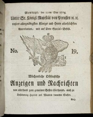 No. 19. Montags, den 10ten May 1779.