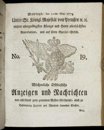 No. 19. Montags, den 10ten May 1779.