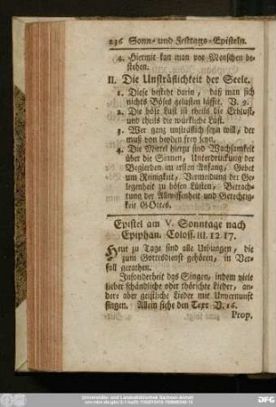 Epistel am V. Sonntage nach Epiphan. Coloss. III, 12 - 17.