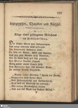 Logogryphen, Charaden und Räthsel