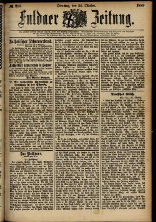 Ausgabe vom Dienstag, den 22. Oktober 1889.