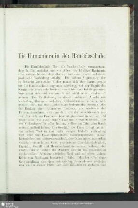 Die Humaniora in der Handelsschule