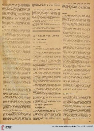 Der Kaiser von Utopia, [5] : Ein Volksroman