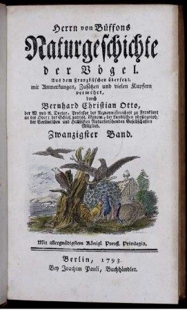 Bd. 20: Herrn von Büffons Naturgeschichte der Vögel. Zwanzigster Band