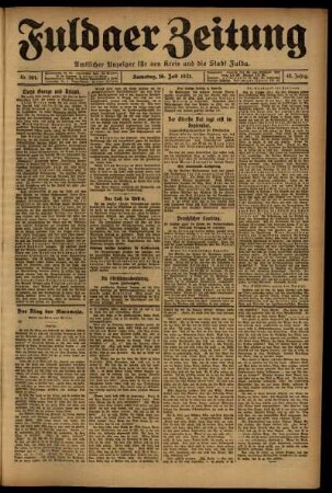 Erste Ausgabe vom Samstag, den 16. Juli 1921.