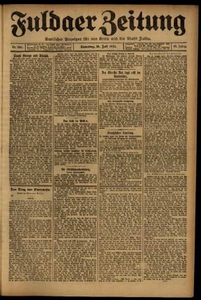 Erste Ausgabe vom Samstag, den 16. Juli 1921.