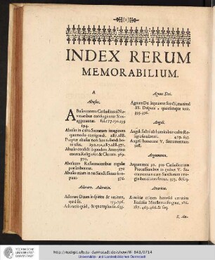 INDEX RERUM MEMORABILIUM.