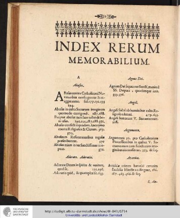 INDEX RERUM MEMORABILIUM.