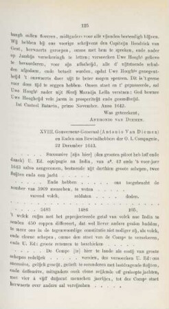XVIII. Gouverneur-Generaal (Antonio Van Diemen) ..., 22 December 1643