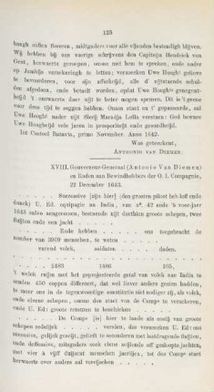 XVIII. Gouverneur-Generaal (Antonio Van Diemen) ..., 22 December 1643