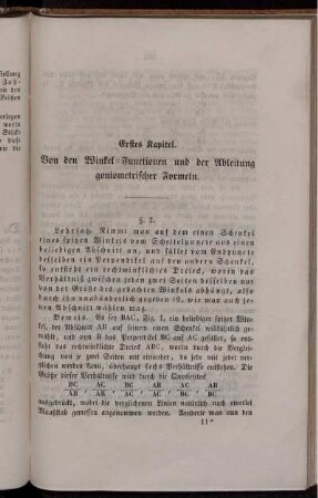 Erstes bis Zweites Kapitel. Von den Winkel-Functionen und der Ableitung