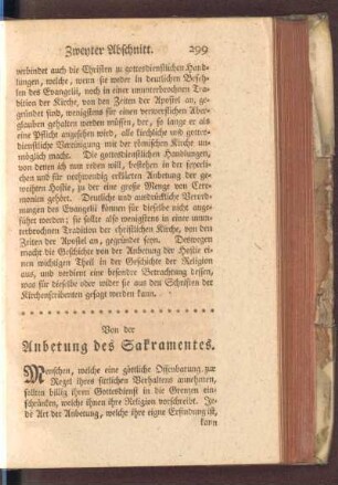 Von der Anbetung des Sakramentes