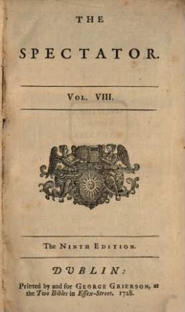 The spectator. 8 = Nr. 556 - 635 = 18.6.1714 - 20.12.1714 (1728)