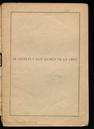 El sainete y Don Ramón de la Cruz