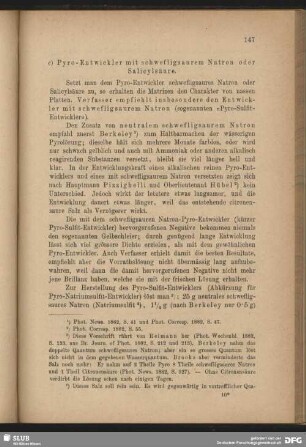 c) Pyro-Entwickler mit schwefligsaurem Natron oder Salicylsäure