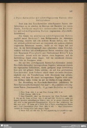 c) Pyro-Entwickler mit schwefligsaurem Natron oder Salicylsäure
