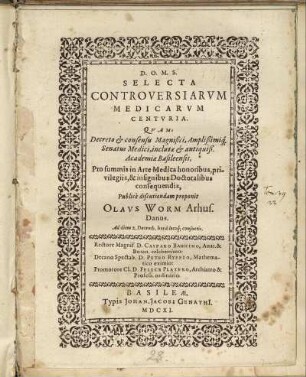 Selecta Controversiarum Medicarum Centuria