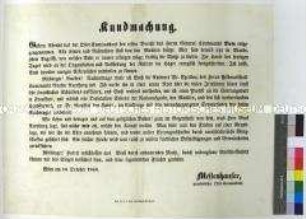 Bekanntmachung des Ober-Kommandanten Messenhauser
