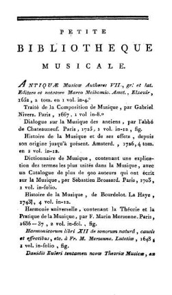 Petite Bibliothèque Musicale.