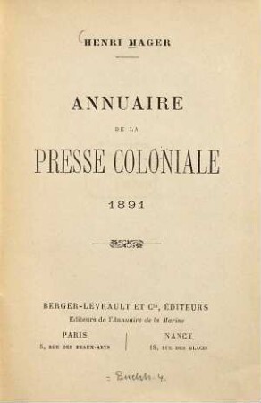 Annuaire de la presse coloniale
