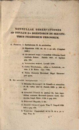 Nonnullae observationes ad tit. 2. Dig. de servitt. praed. urb. : Diss. inaug.