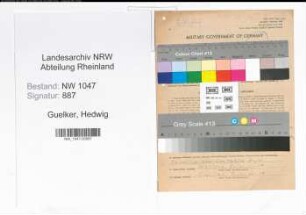Entnazifizierung Hedwig Guelker , geb. 03.02.1909 (Lehrerin)