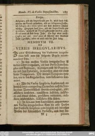 Membrum VII. De Verbis Irregularibus.