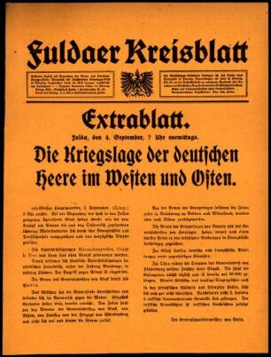 Erste Ausgabe vom Freitag, den 04. September 1914.
