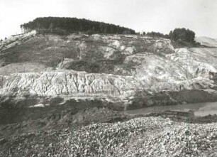 Oberlausitz, Neißeniederung. Niederbusch südöstlich Hirschfelde nach dem 1. Erdrutsch. Blick nach Südsüdwest. Juli 1940