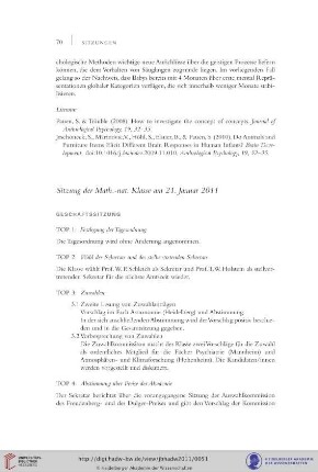 Sitzung der Math.-nat. Klasse am 21. Januar 2011