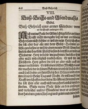VIII. Buß-Beicht- und Abendmahls Gebet.