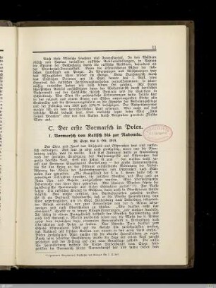 C. Der erste Vormarsch in Polen