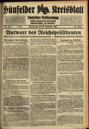 Erste Ausgabe vom Donnerstag, den 24. November 1932.