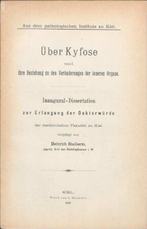 Über Kyfose und ihre Beziehung zu den Veränderungen der inneren Organe
