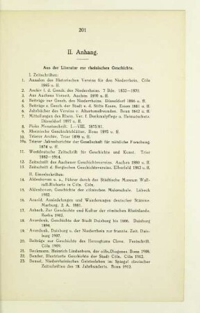 II. Anhang. Aus der Literatur zur rheinischen Geschichte