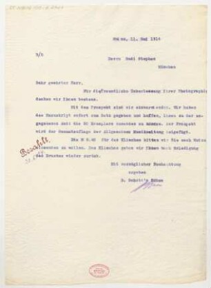 Brief an Rudi Stephan : 11.05.1914