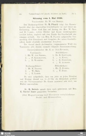 Sitzung vom 1. Mai 1896