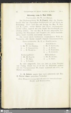 Sitzung vom 1. Mai 1896