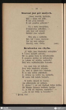 Starosć juž pśi małych