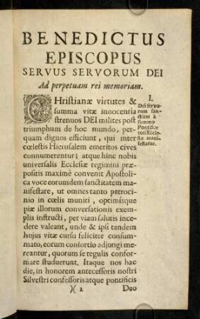 2r-8v, Benedictus Episcopus Servus Servorum Dei.