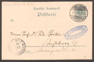 Postkarte an Friedrich Spitta : 27.09.1894